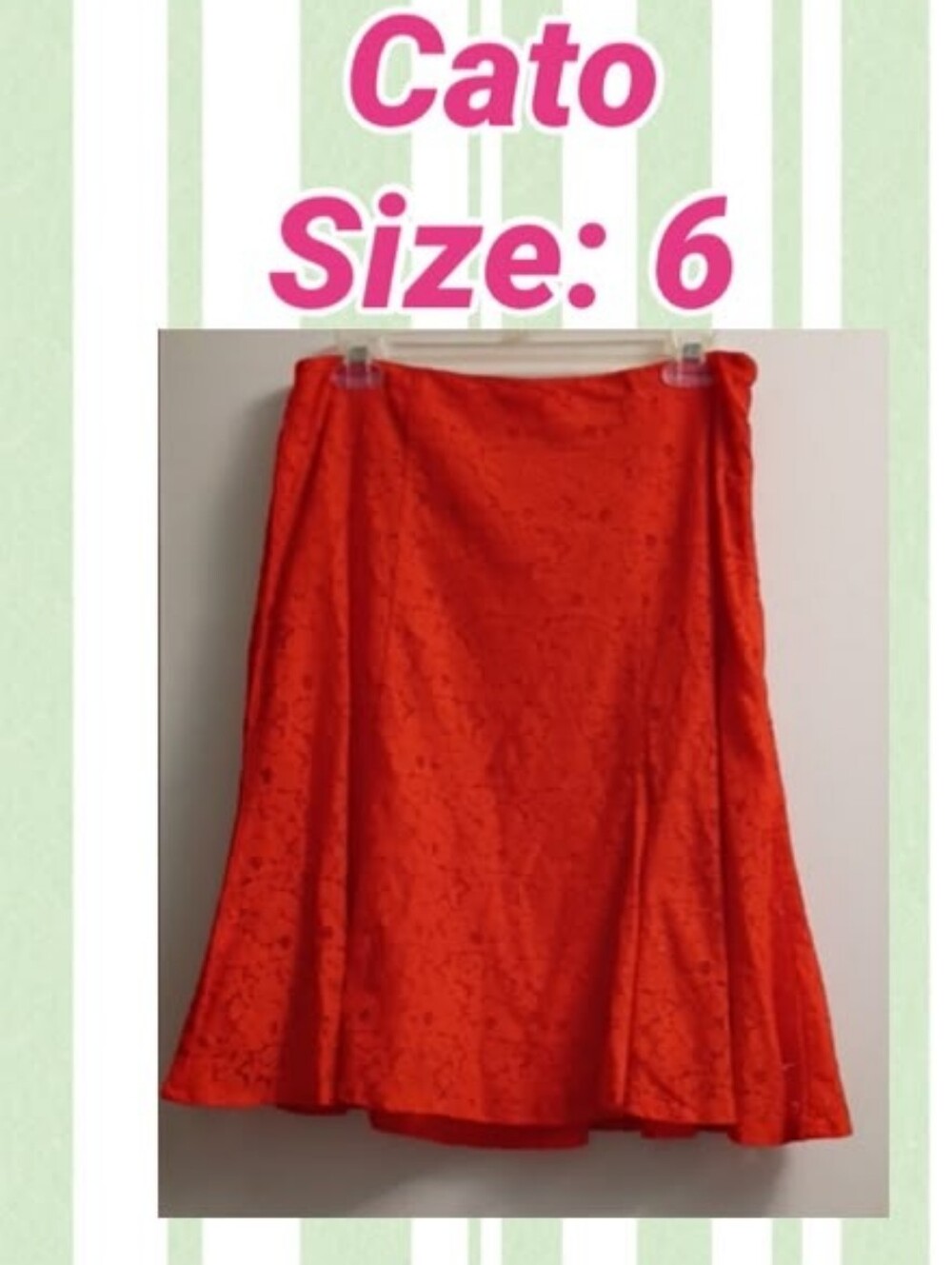 Cato Bright Orange Lace A-Line Skirt